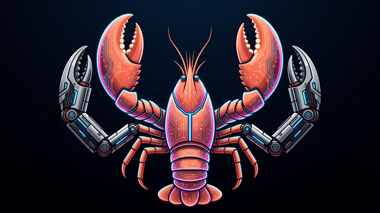 multi-clawd — a cyberpunk lobster with two extra robotic claws