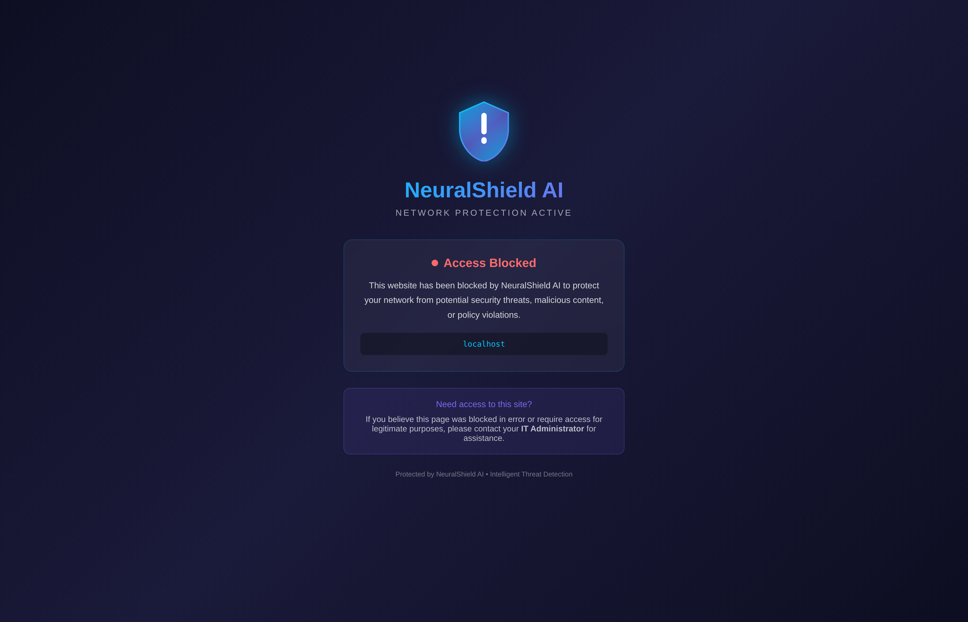 NeuralShield block page shown to students when accessing a blocked domain